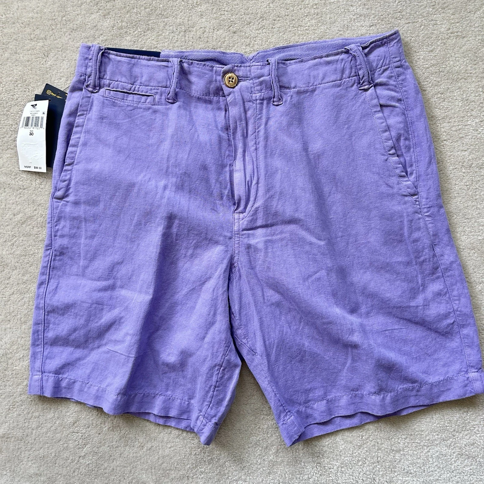 Polo Ralph Lauren Mens 30 Shorts Linen Blend Chino Classic Fit Flat Front