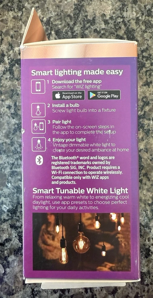 Philips 567222 40W A15 Smart Wi-Fi Vintage Edison LED Bulb Tunable White 2700K - Image 3 of 4