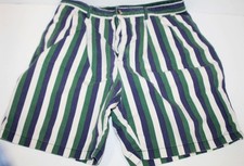 Vintage 1990s Tommy Hilfiger Striped Mens Shorts Pleated White Blue Green sz 33