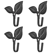 Iron Black Leaf Wall Hooks Decorative Coat Hook Wall Mounted for Hanging Coat...
