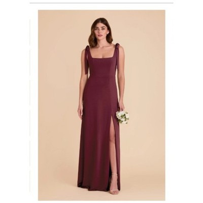 BIRDY GREY Alex Crepe Cabernet Gown Maxi Formal Wedding Bridesmaid Ties