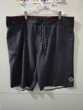 Roark Shorts Mens 36 Black Blu Savage Board Swim Beach Drawstring Zip Pocket 10"