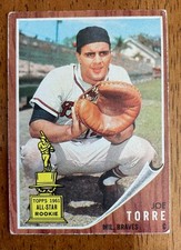 1962 Topps Joe Torre #218 Rookie Card (RC) — Milwaukee Braves HOF NM! Sharp!. rookie card picture