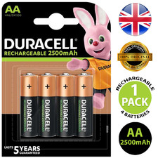 Duracell AA 1.2V 2500mAh NiMH Rechargeable Batteries Reliable Power Long Lasting