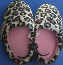 Wonder Nation Animal Print Slipper Recycled Unisex Kids Size 2/3 Pink Interior