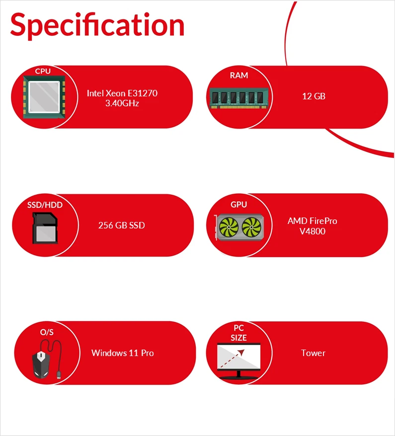 Dell Precision T1600 Windows 11 PC Xeon E3 1270 12GB RAM 256GB SSD ATI FirePro - Image 4 of 4