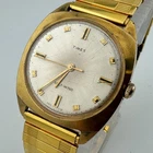 Vintage Timex Viscount Self-Winding Automatic Watch Men Gold Tone Stretch Band