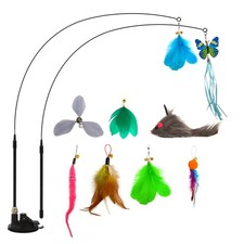 Cat Toys Wand Hands-Free Interactive Toys with Super Suction Detachable Refills