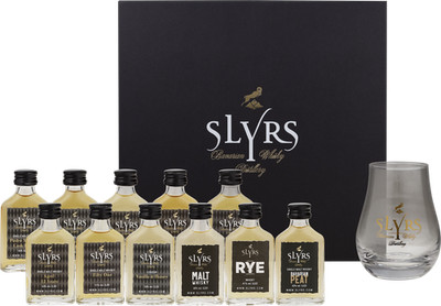 Slyrs Whisky Tastingbox 11er Set Bavarian Whisky + 2x Gläser 43.18% 0.22l
