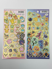 Daiso Pokemon Sticker Set 2 Sheets Pikachu Eevee Colorful Seals Showa Note Japan