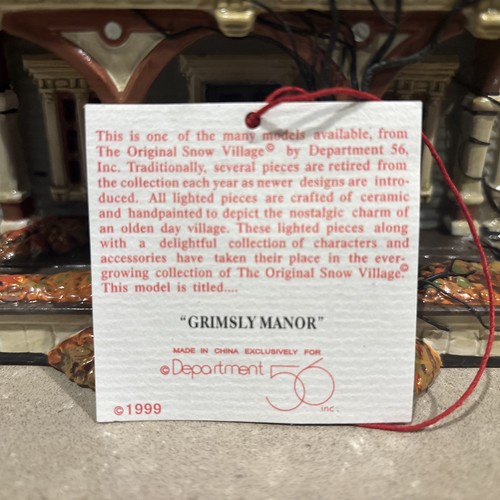 Dept 56 Halloween "Grimsly Manor”Snow Village #55004 Lights & Spooky Sounds! - Picture 17 of 20