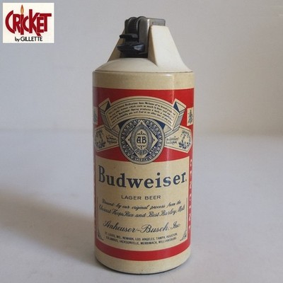 vintage CRICKET butane table lighter c.1980 Budweiser promo good condition works