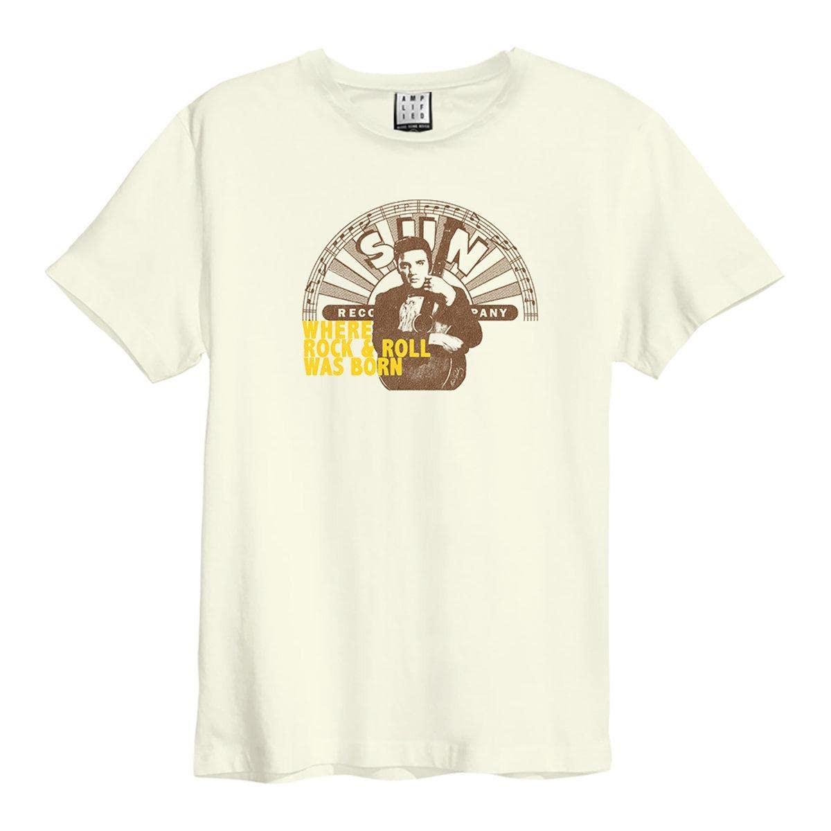 Amplified Unisex Adult Rock - Roll Sun Records - Elvis T-Shirt XL Vintage Whi 5890₽