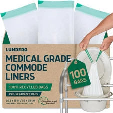 Recycled Commode Liners - 100 Environment Friendly Portable Toilet Bags - Medica