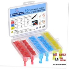 50PCS Nylon Spade Quick Disconnect Connectors Kit 22-10 AWG Female Male 50PCS