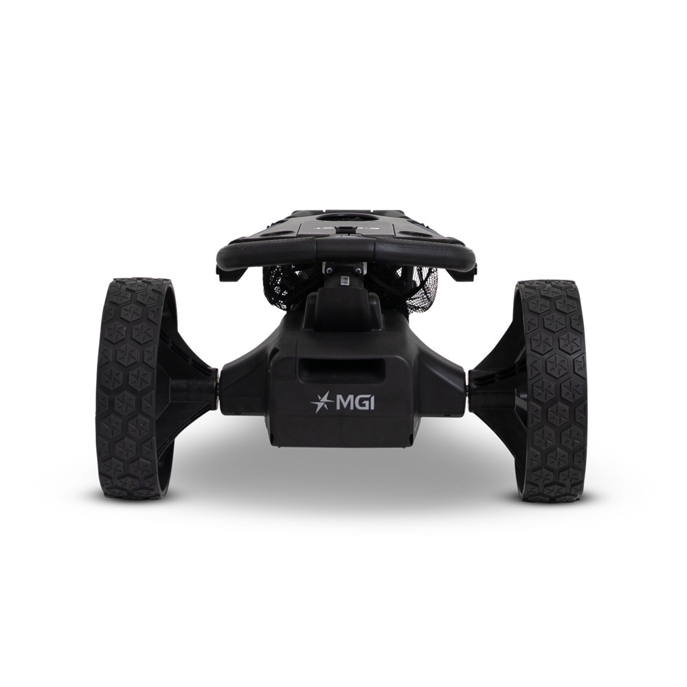 MGI - E-Boost Electric Assisted Golf Push Cart | Provides Extra Assistance with Hills and Terrain | Play up to 14 Holes - Matte Black