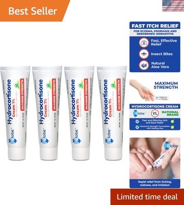 4 Pack Hydrocortisone Maximum Strength Anti-Itch Cream 1% w/Aloe, Intensive F...