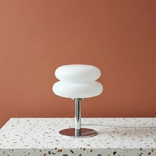 Image of Retro Macron Glass Lamp - Vintage Bedside Table Light E27 LED Bulb Included