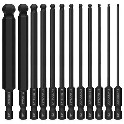 End Hex Head Allen Wrench Drill Bit Set, 12PCS Metric End Hex Bit Set Allen K...