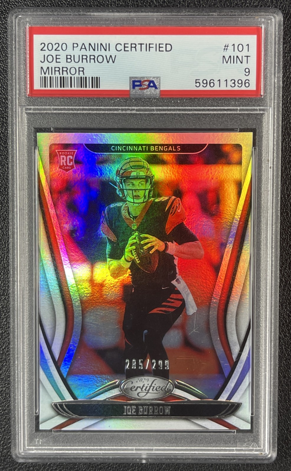 JOE BURROW PSA 9 2020 PANINI CERTIFIED #101 ROOKIE MIRROR RC 285/299 BENGALS