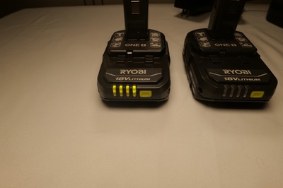 #ad Lot of 2x Ryobi 18v lithium batteries 1 charger and bag $60.00