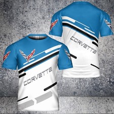 Custom Name - Men's Corvette Logo Blue White - All Size