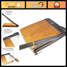 12" Wood Guillotine Paper Cutter  Trimmer, Cuts 30 Sheets, Heavy Duty, Precisio