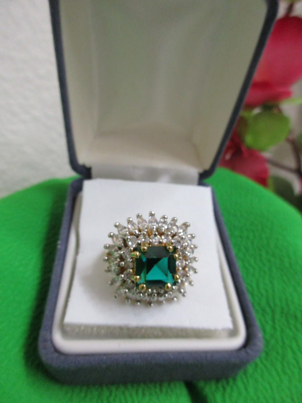 JBK JACQUELINE KENNEDY CAMROSE & KROSS Simulated EMERALD RING Size 6 Preowned