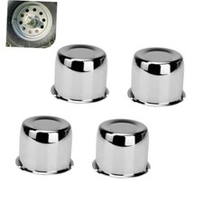 4PCS Trailer Wheel Center Caps, 3.19" Push Through Center Caps, Chrome Silver