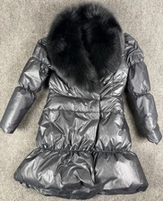 Alice + Olivia Fox Fur Puffer Coat-Women’s Medium-Black-Mid Length-Down Filled