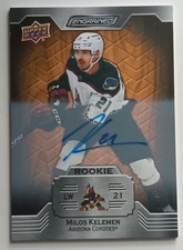 2023-24 UD Engrained Oak Rookie Autograph Milos Kelemen Arizona Coyotes RC