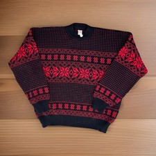 Mens Large turtle neck Vintage Italia Sweater Holiday Red/Black Made in Italy