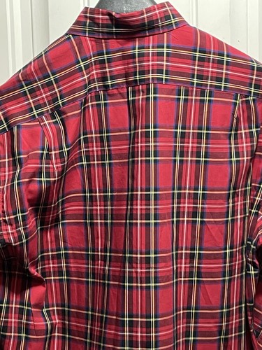 J Crew Shirt Mens Size Large Red Plaid Slim Flex Washed Long Sleeve Button Up - Picture 10 of 13
