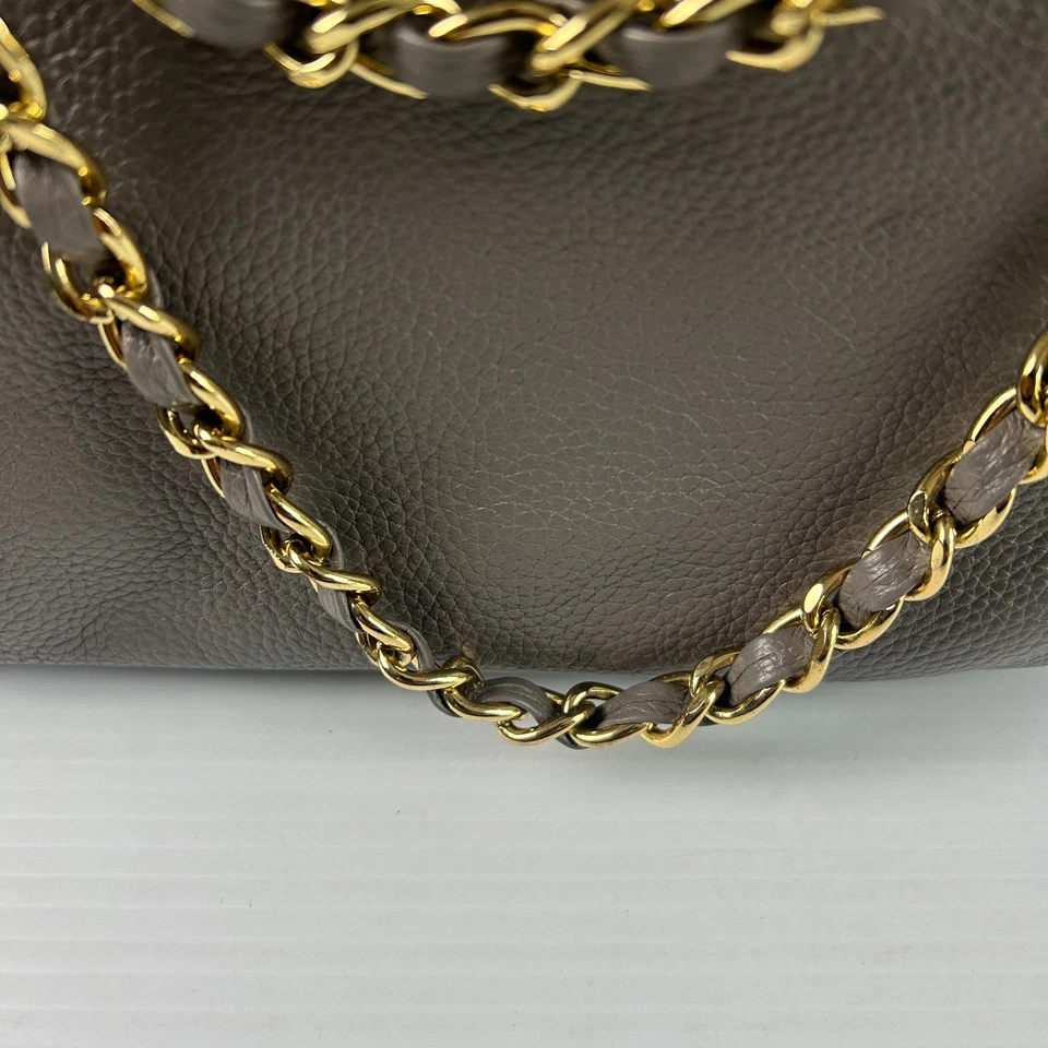 Prada Bauletto Authentic BR3107 Vitello Daino Rame Taupe Gold Chain Shoulder Bag - Image 3 of 4