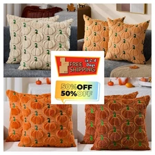 Fall Pillow Covers 18x18 Set of 2 Fall Pumpkin Throw Pillow Cases Soft Plush