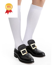 GUSDYIT Colonial Shoes Buckle and Socks Set, Historical 16inch, White