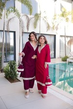 ReadytoWear Velvet Kurti Pant Set Eid Party Outfit Zari Mirror S M L XL XXL