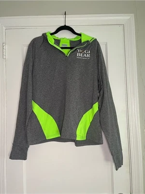 Yogi Bear Gray & Neon Green Quarter-Zip Hoodie Women’s 2XL - Image 1 of 4