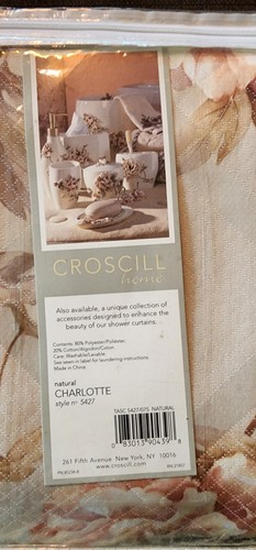 Croscill Chalotte Shower Curtain Fliral Natural - 72" x 75" - Style 5427 NEW - Picture 3 of 3