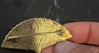 Vintage Damascene Toledo Gold Spain  Floral Design Fan Shape Brooch — photo 2
