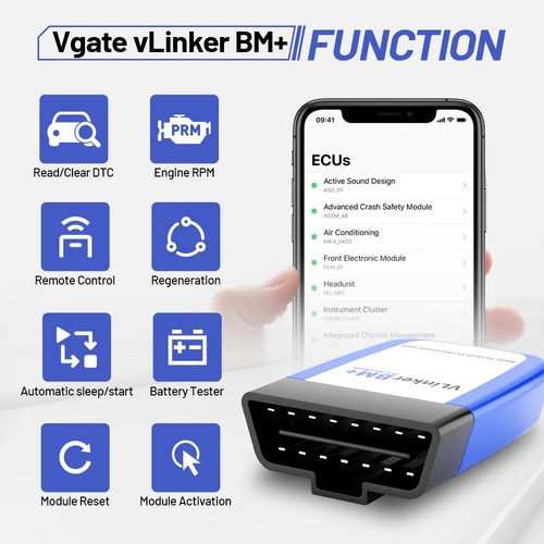 BM+ V2.2 ELM327 OBD Scanner Bluetooth 3.0/ BT 4.0 OBD2 Car Diagnostic Tools - Picture 5 of 25