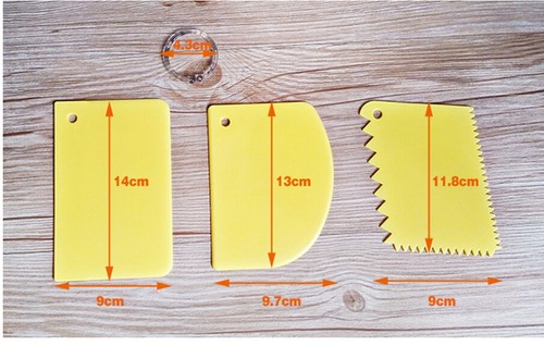 3 x Plastic Dough Icing Fondant Scraper Plain Smooth Jagged Edge Cake Decor_co - Picture 6 of 6