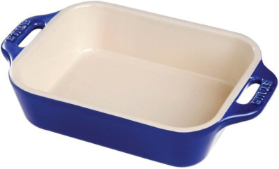 Ceramic Rectangular Gratin Dish, Dark Blue, 7.5'' X 6''