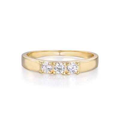 Damen Ewigkeitsring 9 Karat Gold auf Sterling 925 Silber 3 Steine weißer Saphir