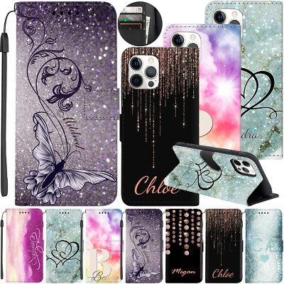 Patterned Personalised Flip Leather Case Cover For iPhone 16e 15 Pro 14 13 12 11