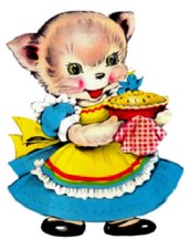 Vintage Image Retro Kitchen Baking Kitten Large Furniture Transfers Decals AN840
