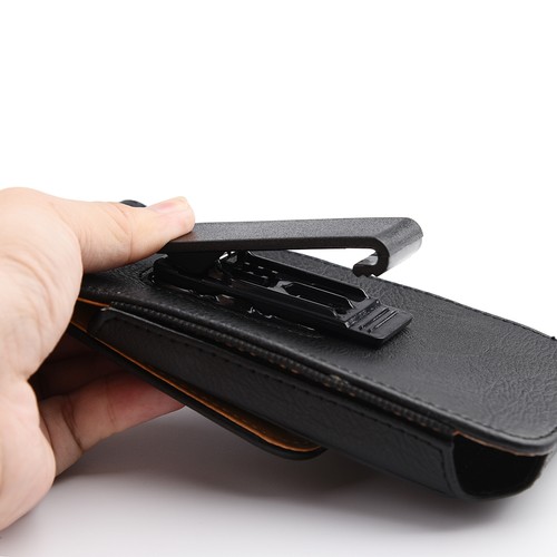 iPhone 6/7/8 - BLACK Leather Pouch Holster Card Holder Case w/ Swivel Belt Clip - Picture 6 of 8