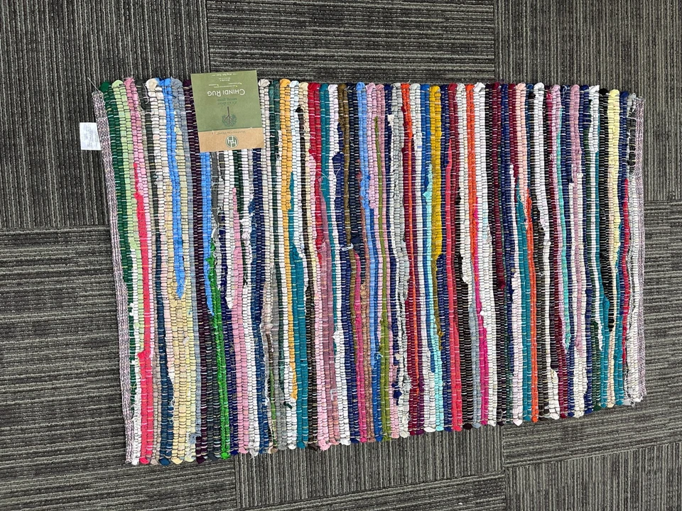 NWT Area Rug Rag Chindi Indian Handmade Multi Color Area Rug 30x46 - Image 4 of 4