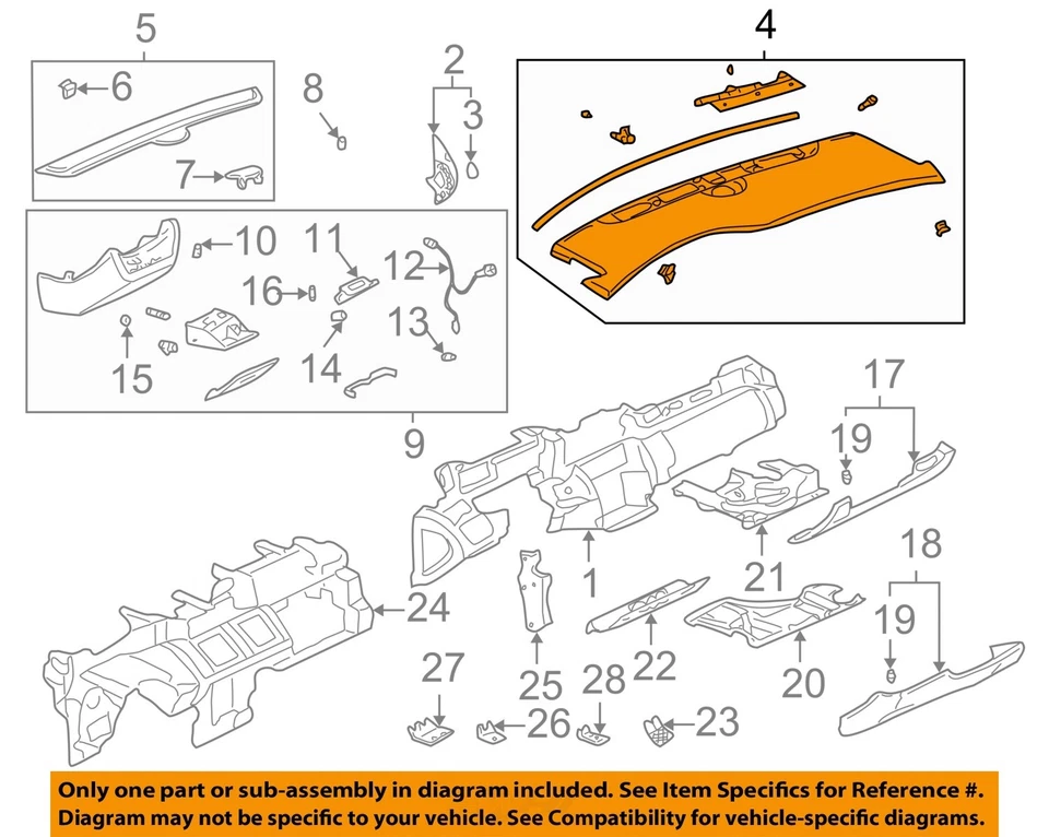 Used Dashboard Panel fits: 2005 Cadillac Deville w/o night vision Grade A - Image 3 of 4
