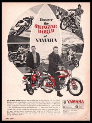 1966 Yamaha 100 Motorcycle print ad /mini poster/ORIG.-Original